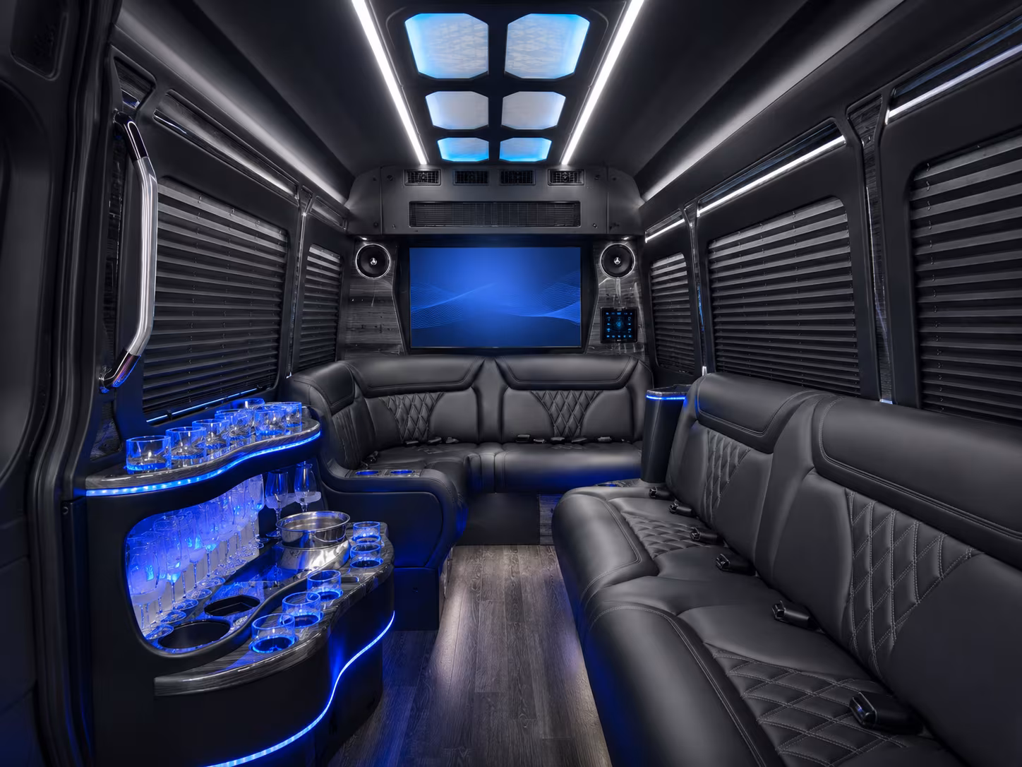 hollywood 40 passenger party bus inside